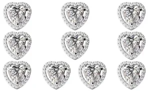 18k White Gold Plated 4mm 1/2Ct Heart White Sapphire Set of Five Halo Stud Earrings