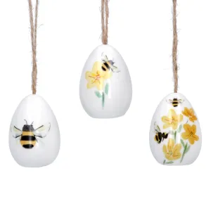 3 Ceramic Bee & Floral Easter Decorations