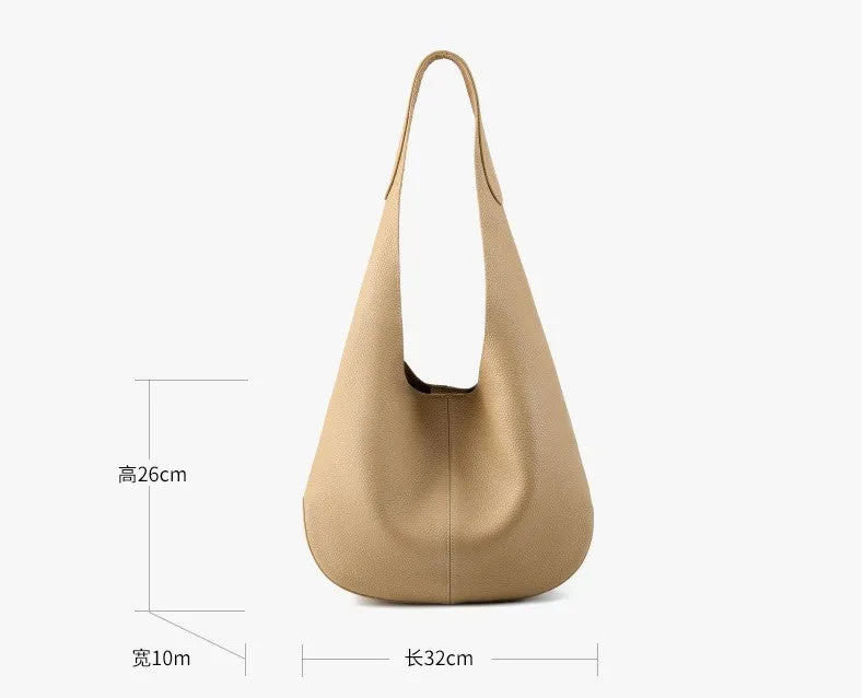 32CM large Capacity Head Layer Leather Bucket Tote Bag 2801 tin Grey