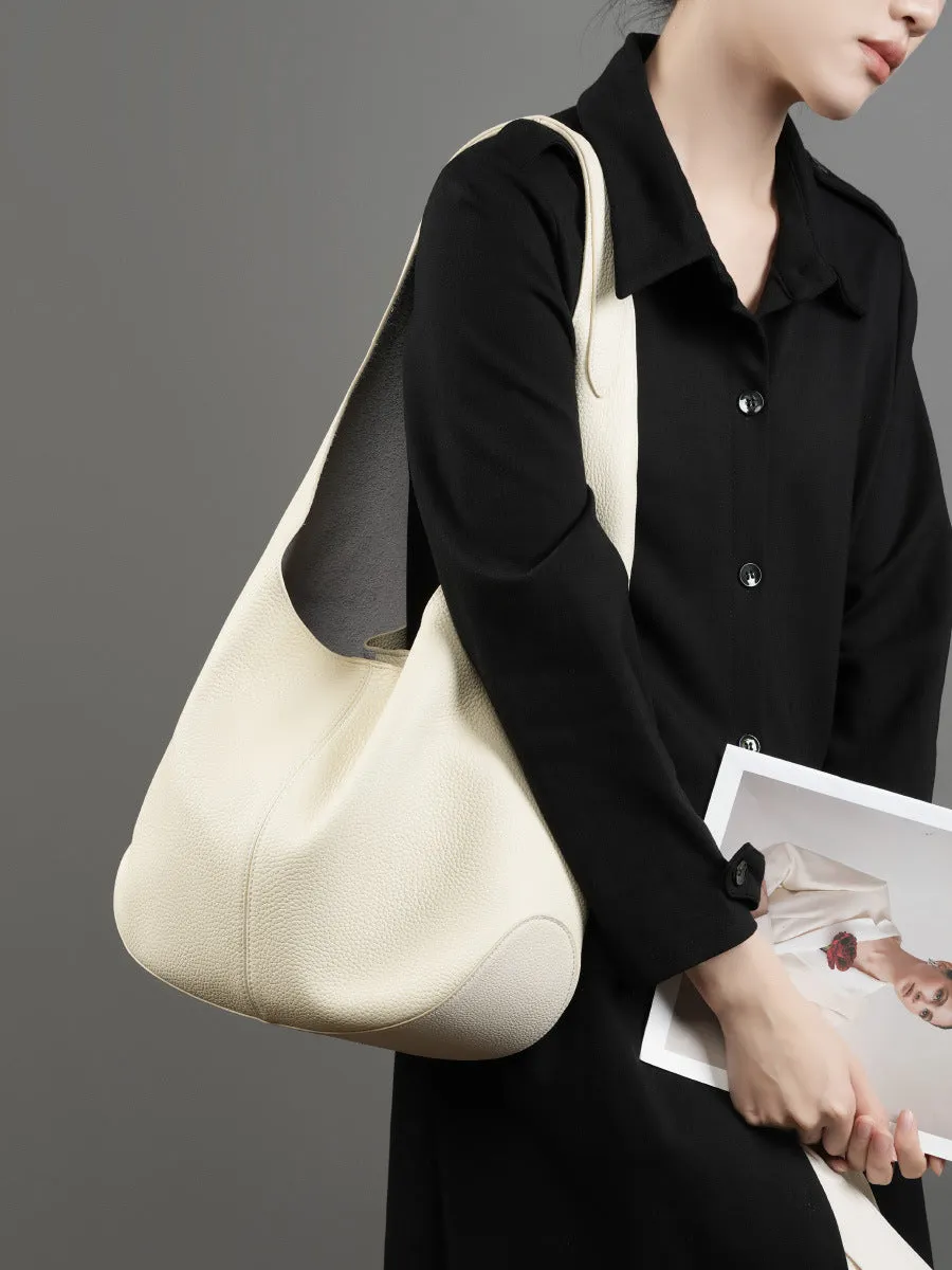 32CM large Capacity Head Layer Leather Bucket Tote Bag 2801 tin Grey