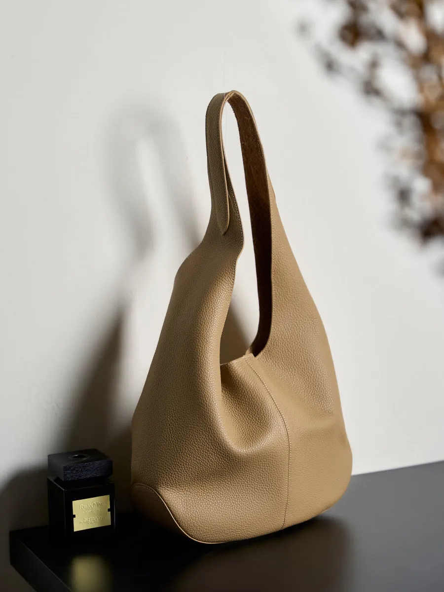 32CM large Capacity Head Layer Leather Bucket Tote Bag 2801 tin Grey