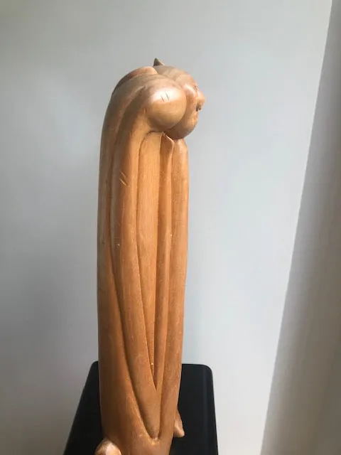 A Mid-century Bali Style Wooden Sculpture Depicting A Woman