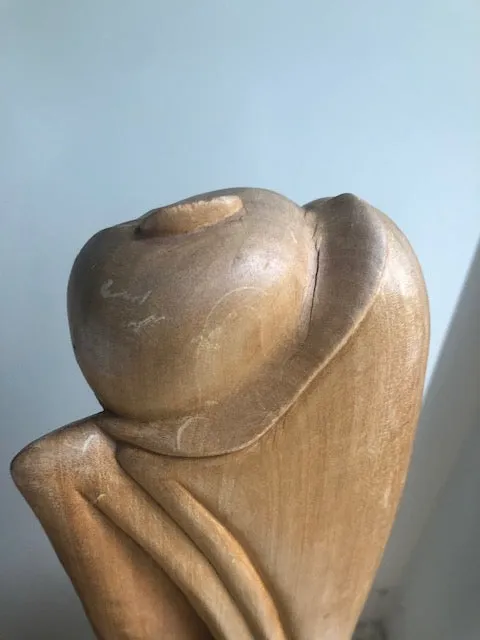 A Mid-century Bali Style Wooden Sculpture Depicting A Woman