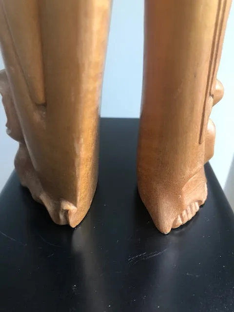 A Mid-century Bali Style Wooden Sculpture Depicting A Woman