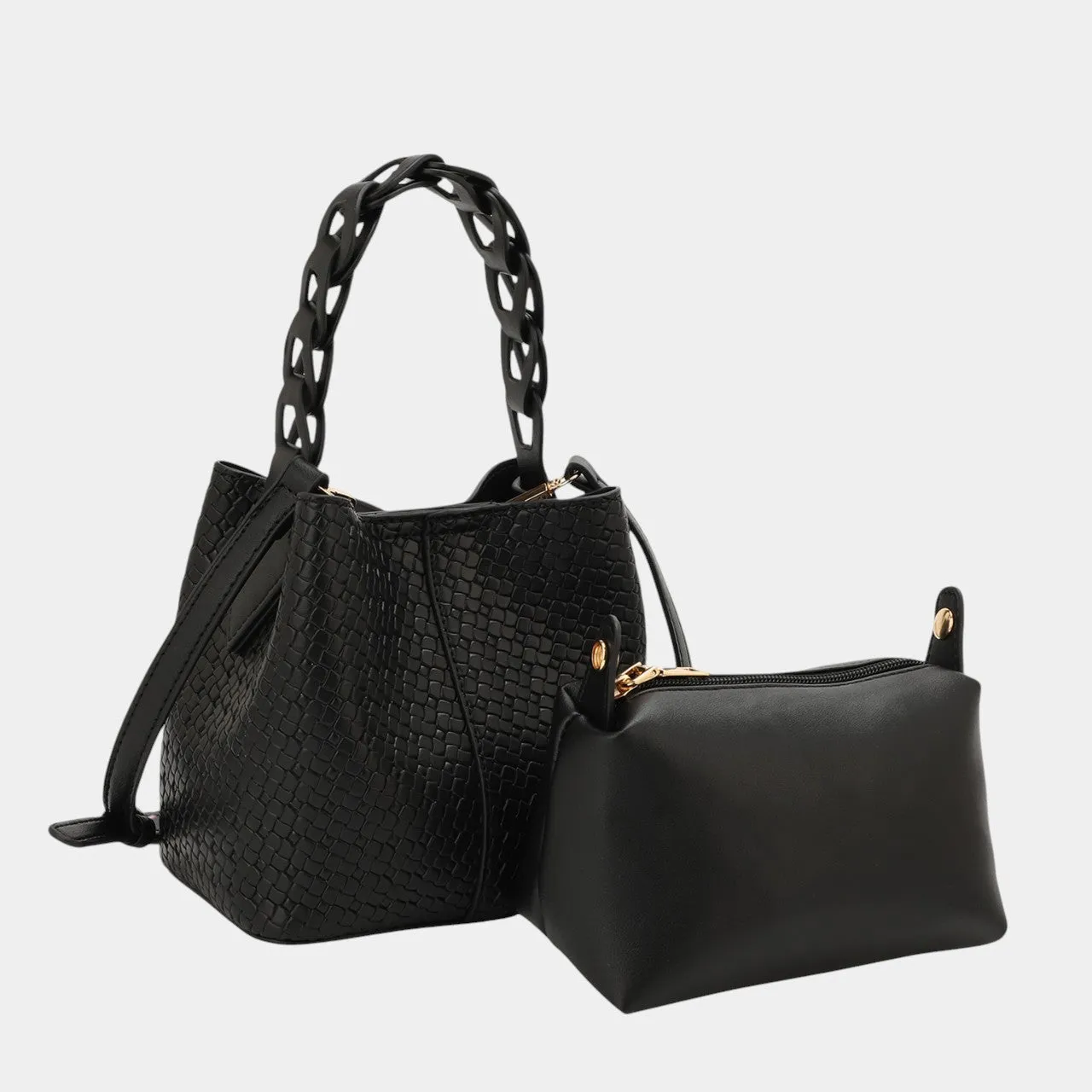 Aria Bucket Bag with Designed Handle and Extra Pouch