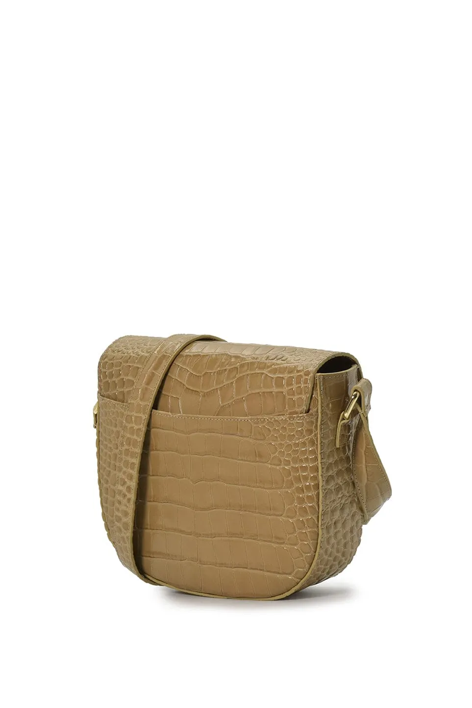 Beige Coconut Embossed Leather Flap Crossbody Bag