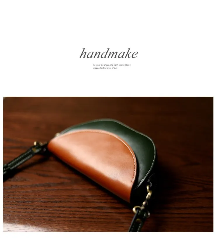 Brown&Green LEATHER Saddle Side Bag WOMEN Contrast SHOULDER BAG Small Crossbody Purse FOR WOMEN