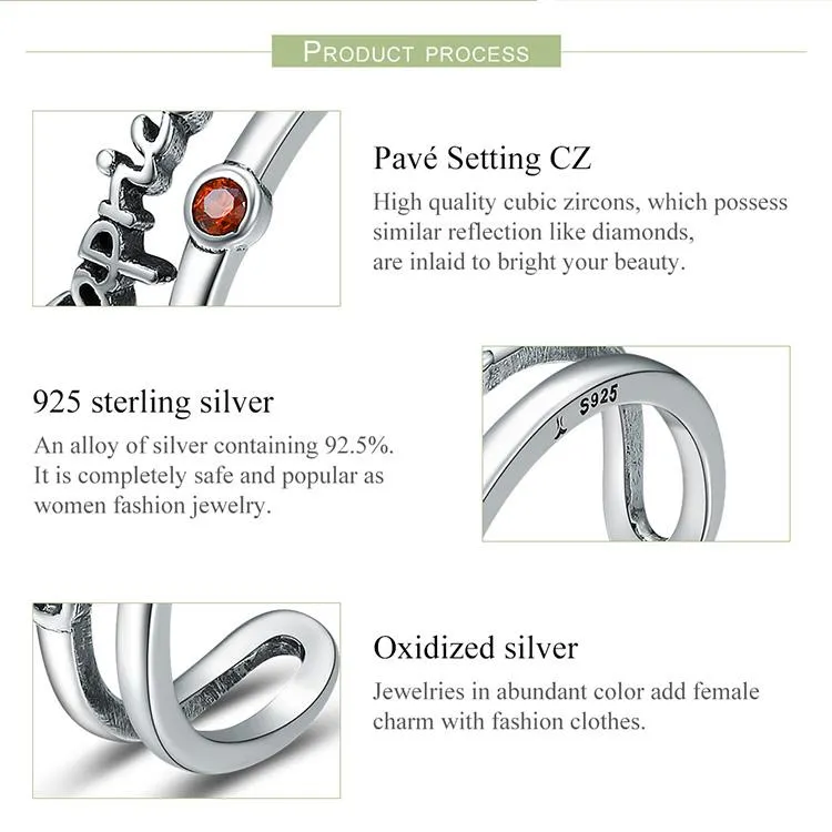 Capricorn Sterling Silver Open Finger Ring