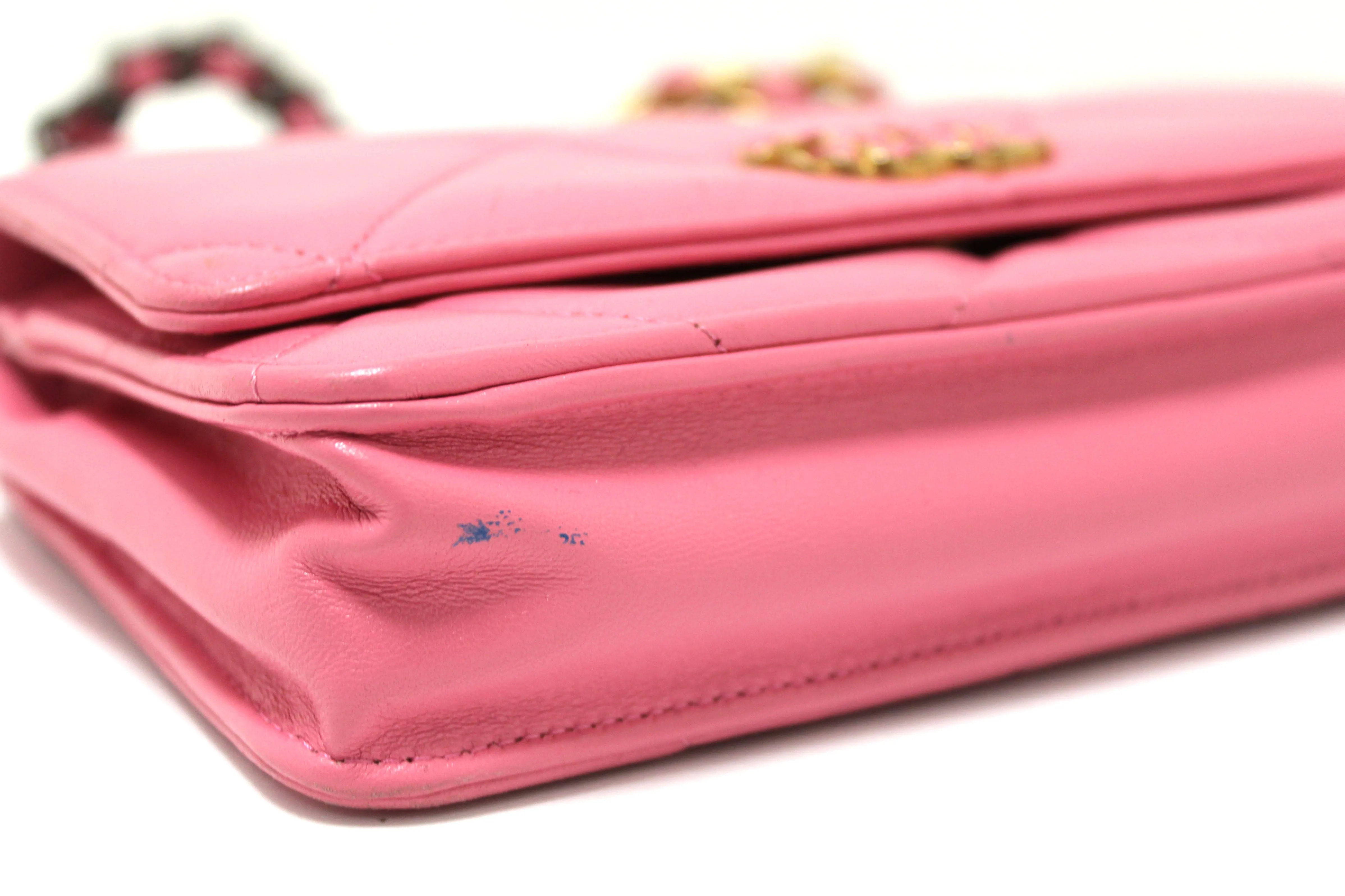 Chanel 19 Wallet On Chain WOC Pink Lambskin Leather