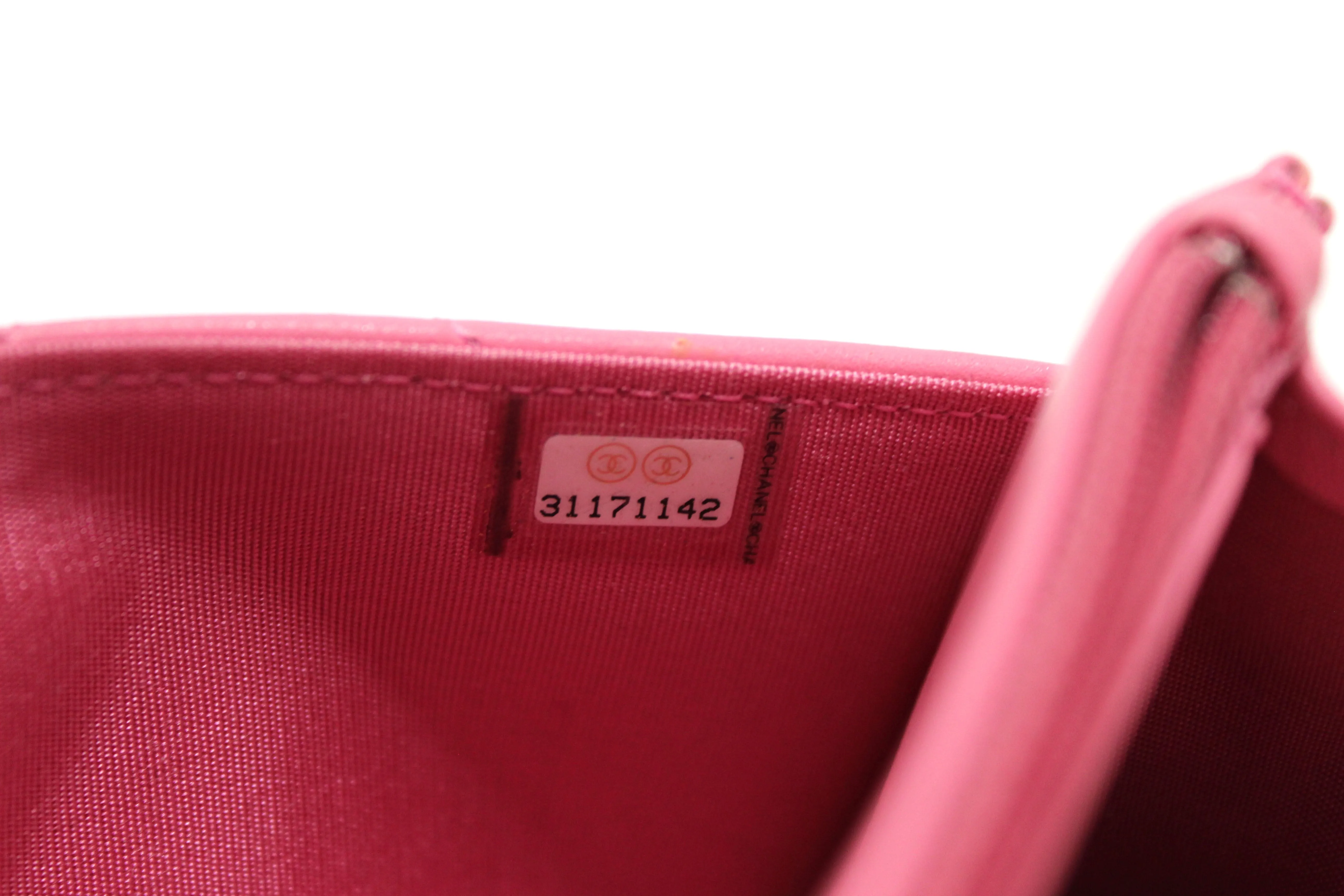 Chanel 19 Wallet On Chain WOC Pink Lambskin Leather