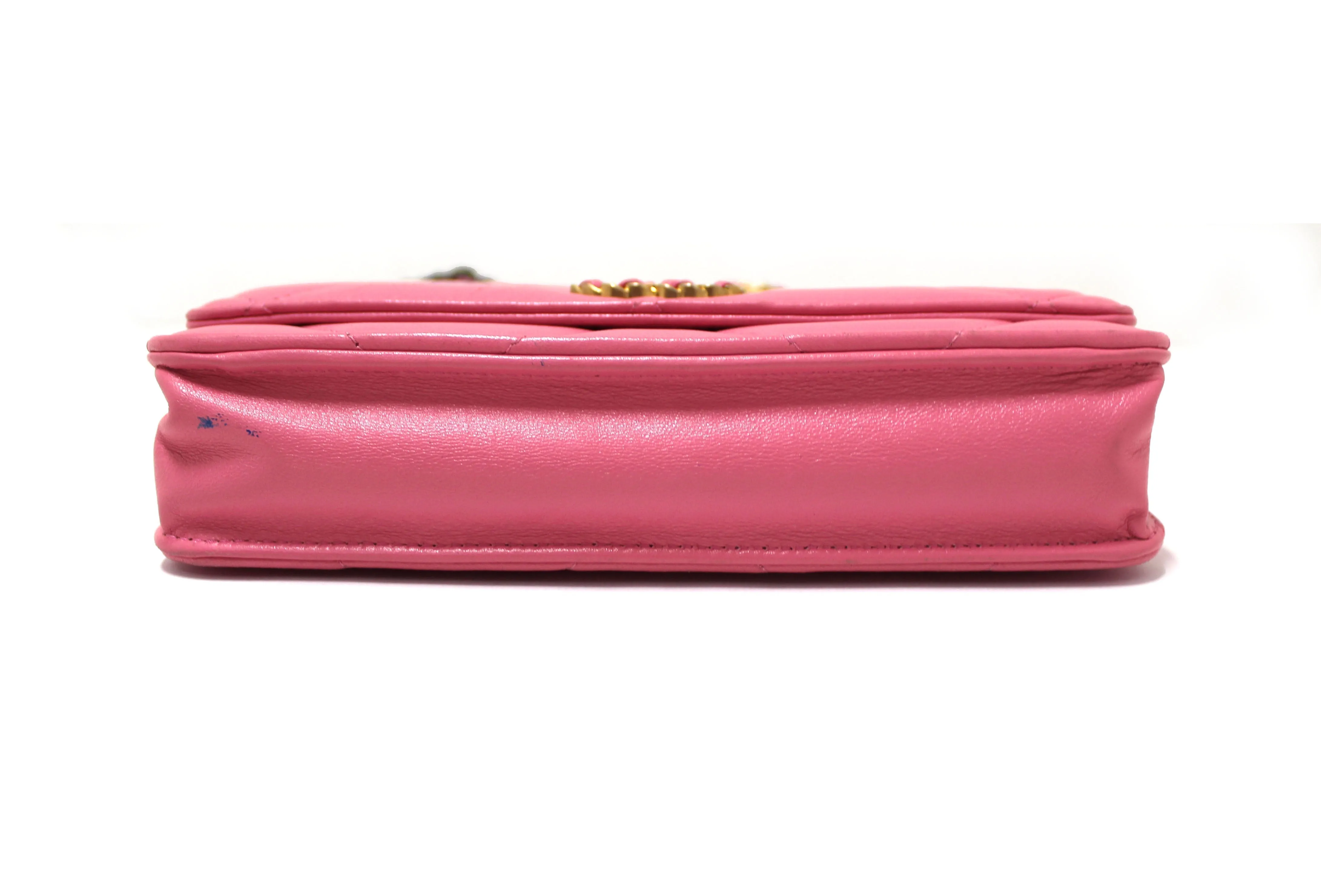 Chanel 19 Wallet On Chain WOC Pink Lambskin Leather