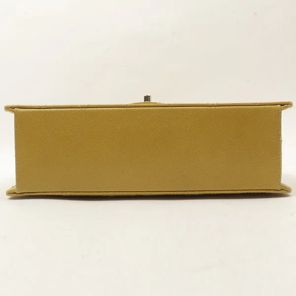 Chanel Around 1998 Made Soft Caviar Skin Classic Flap Chain Bag Lime Yellow/ Silver