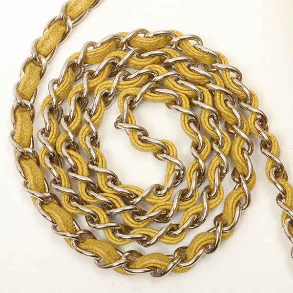 Chanel Around 1998 Made Soft Caviar Skin Classic Flap Chain Bag Lime Yellow/ Silver