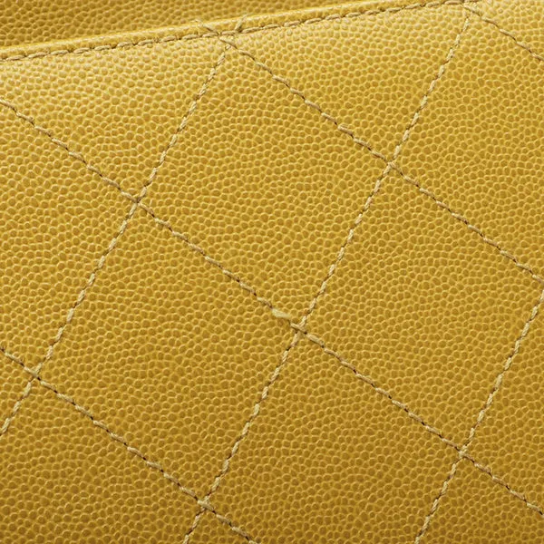 Chanel Around 1998 Made Soft Caviar Skin Classic Flap Chain Bag Lime Yellow/ Silver