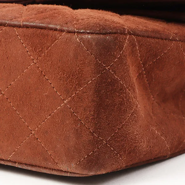 Chanel Around 1998 Made Suede 2.55 Classic Flap Chain Bag 25Cm Brown