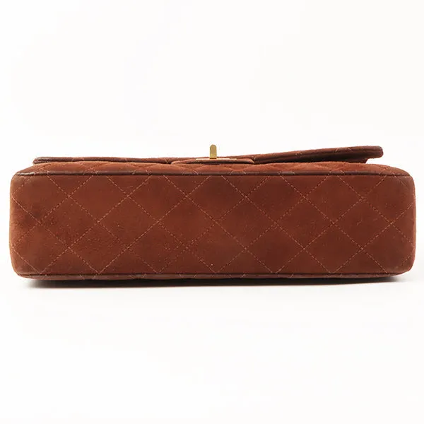 Chanel Around 1998 Made Suede 2.55 Classic Flap Chain Bag 25Cm Brown