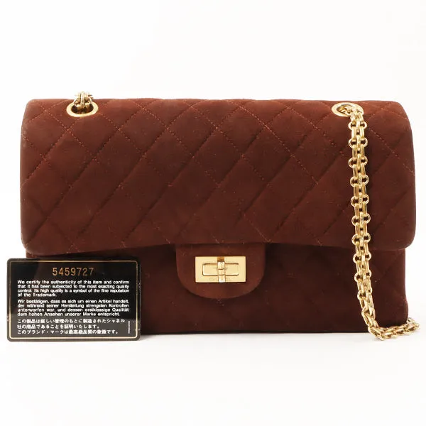 Chanel Around 1998 Made Suede 2.55 Classic Flap Chain Bag 25Cm Brown
