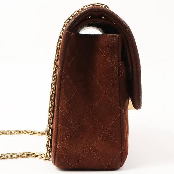 Chanel Around 1998 Made Suede 2.55 Classic Flap Chain Bag 25Cm Brown