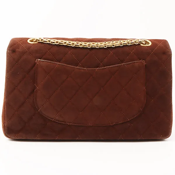 Chanel Around 1998 Made Suede 2.55 Classic Flap Chain Bag 25Cm Brown