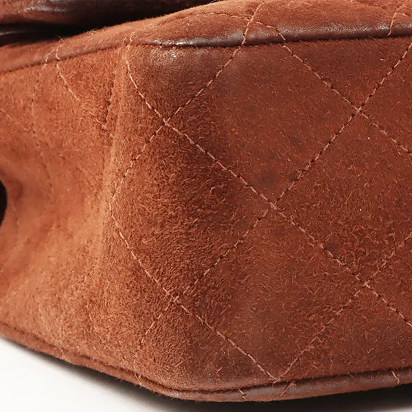 Chanel Around 1998 Made Suede 2.55 Classic Flap Chain Bag 25Cm Brown