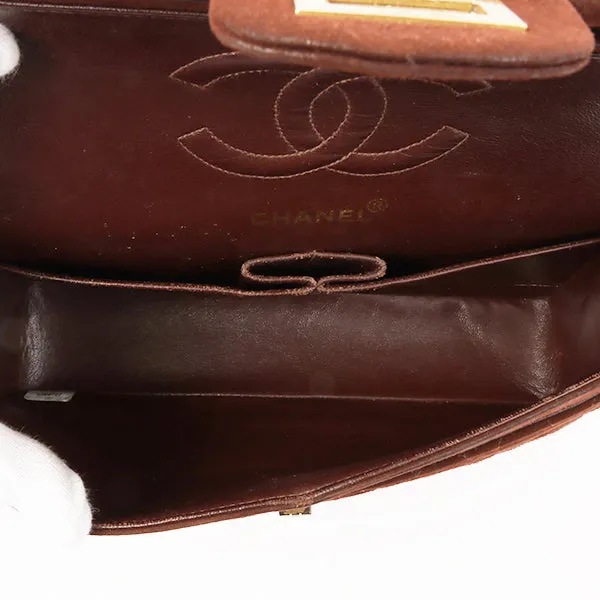 Chanel Around 1998 Made Suede 2.55 Classic Flap Chain Bag 25Cm Brown