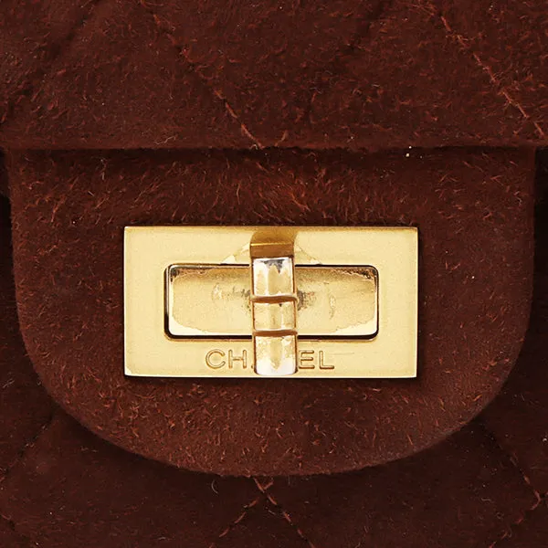 Chanel Around 1998 Made Suede 2.55 Classic Flap Chain Bag 25Cm Brown