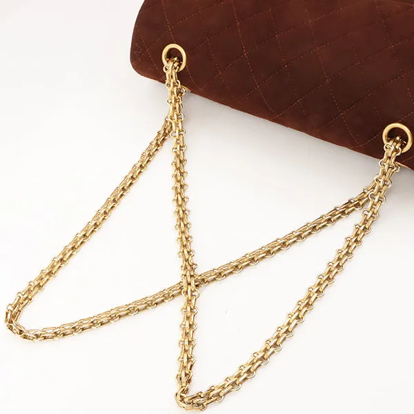 Chanel Around 1998 Made Suede 2.55 Classic Flap Chain Bag 25Cm Brown