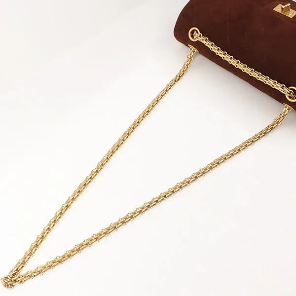 Chanel Around 1998 Made Suede 2.55 Classic Flap Chain Bag 25Cm Brown