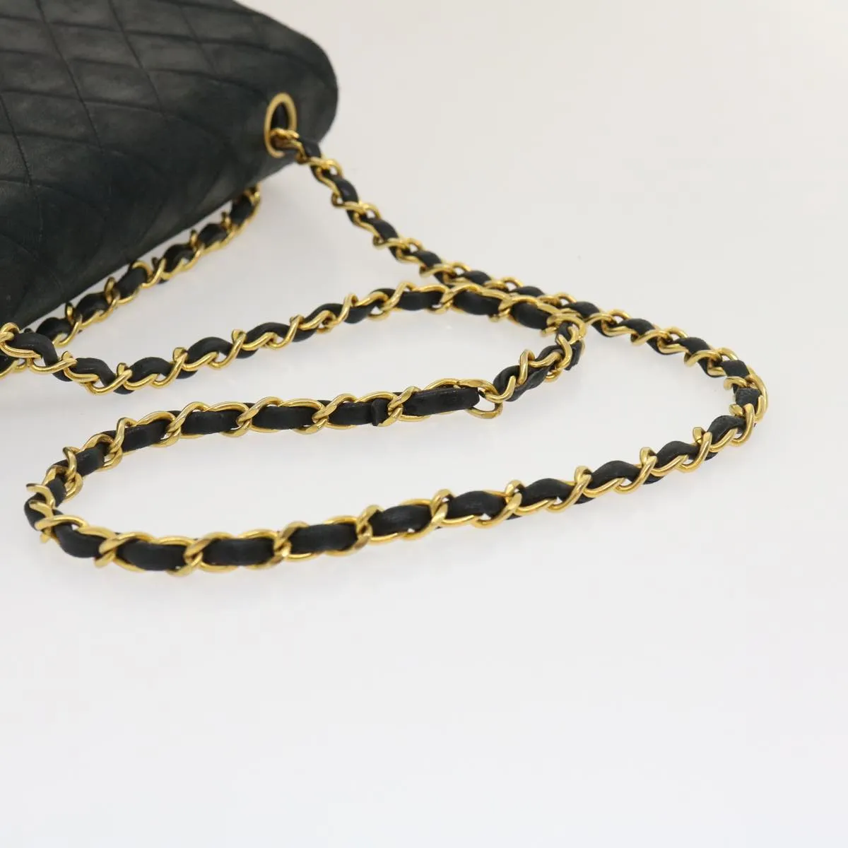 CHANEL Classic Matelasse 25 Chain Flap Shoulder Bag Lamb Skin Black Auth 29592A