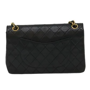 CHANEL Classic Matelasse 25 Chain Flap Shoulder Bag Lamb Skin Black Auth lt449A