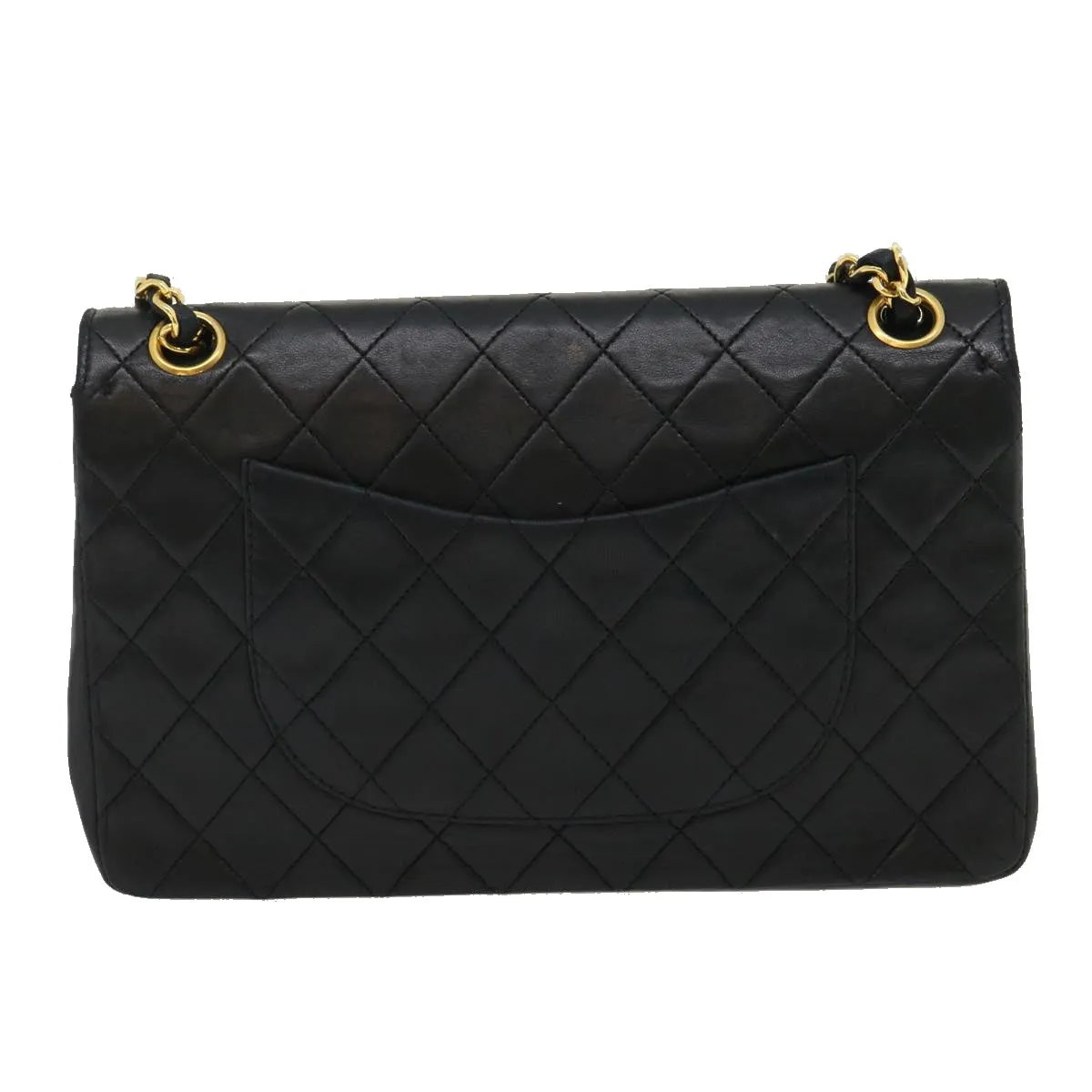 CHANEL Classic Matelasse 25 Chain Flap Shoulder Bag Lamb Skin Black Auth lt449A