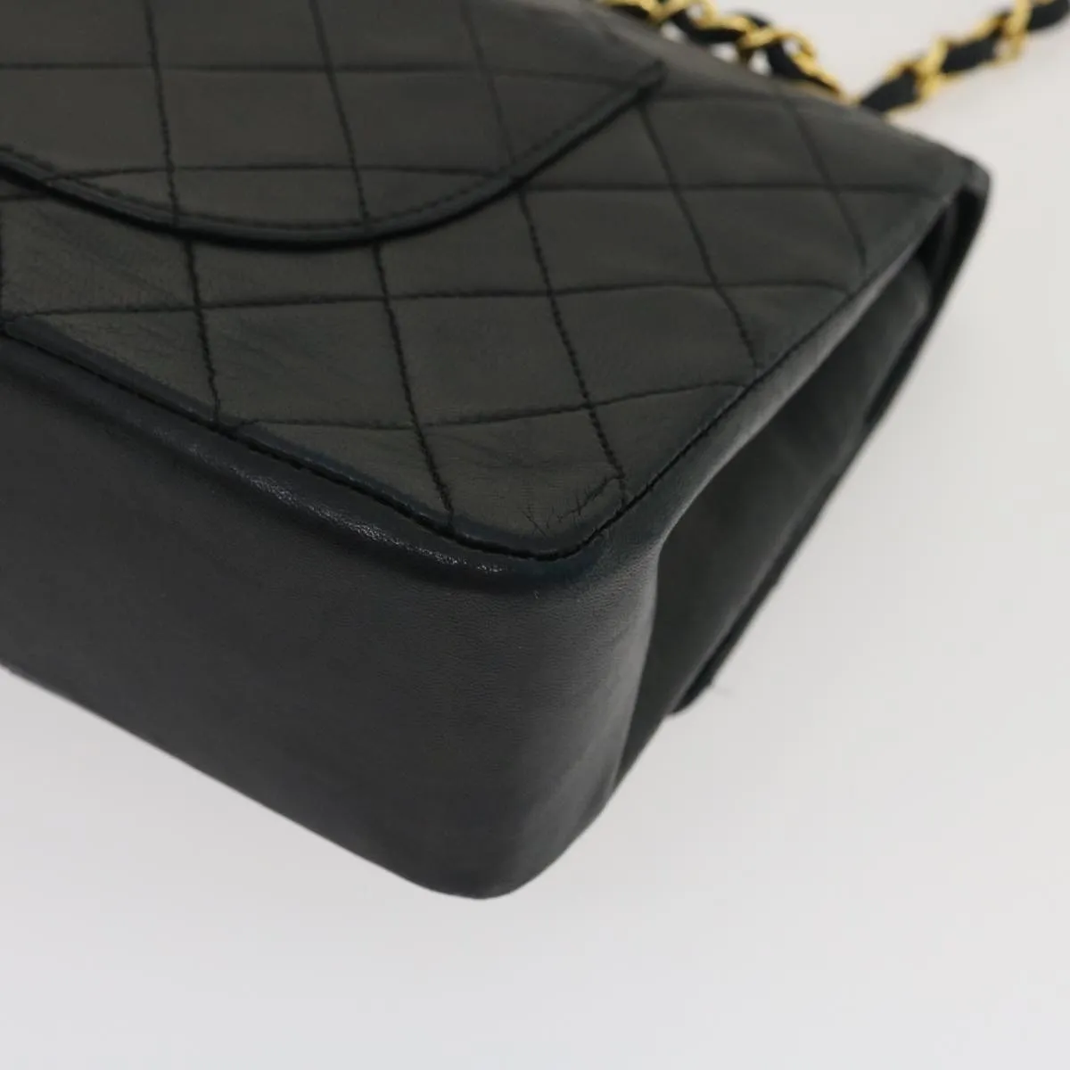 CHANEL Classic Matelasse 25 Chain Flap Shoulder Bag Lamb Skin Black Auth lt449A