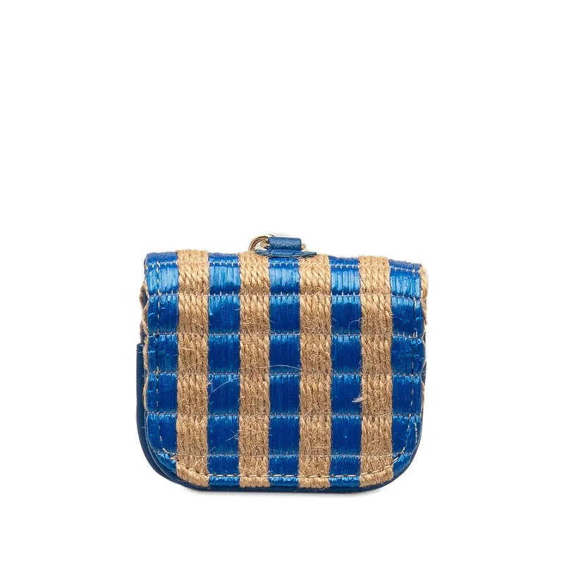 Chanel Coco Yale pods pro case blue beige raffia leather ladies CHANEL