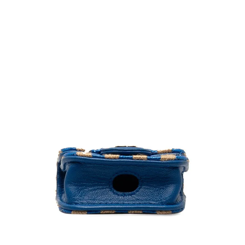 Chanel Coco Yale pods pro case blue beige raffia leather ladies CHANEL