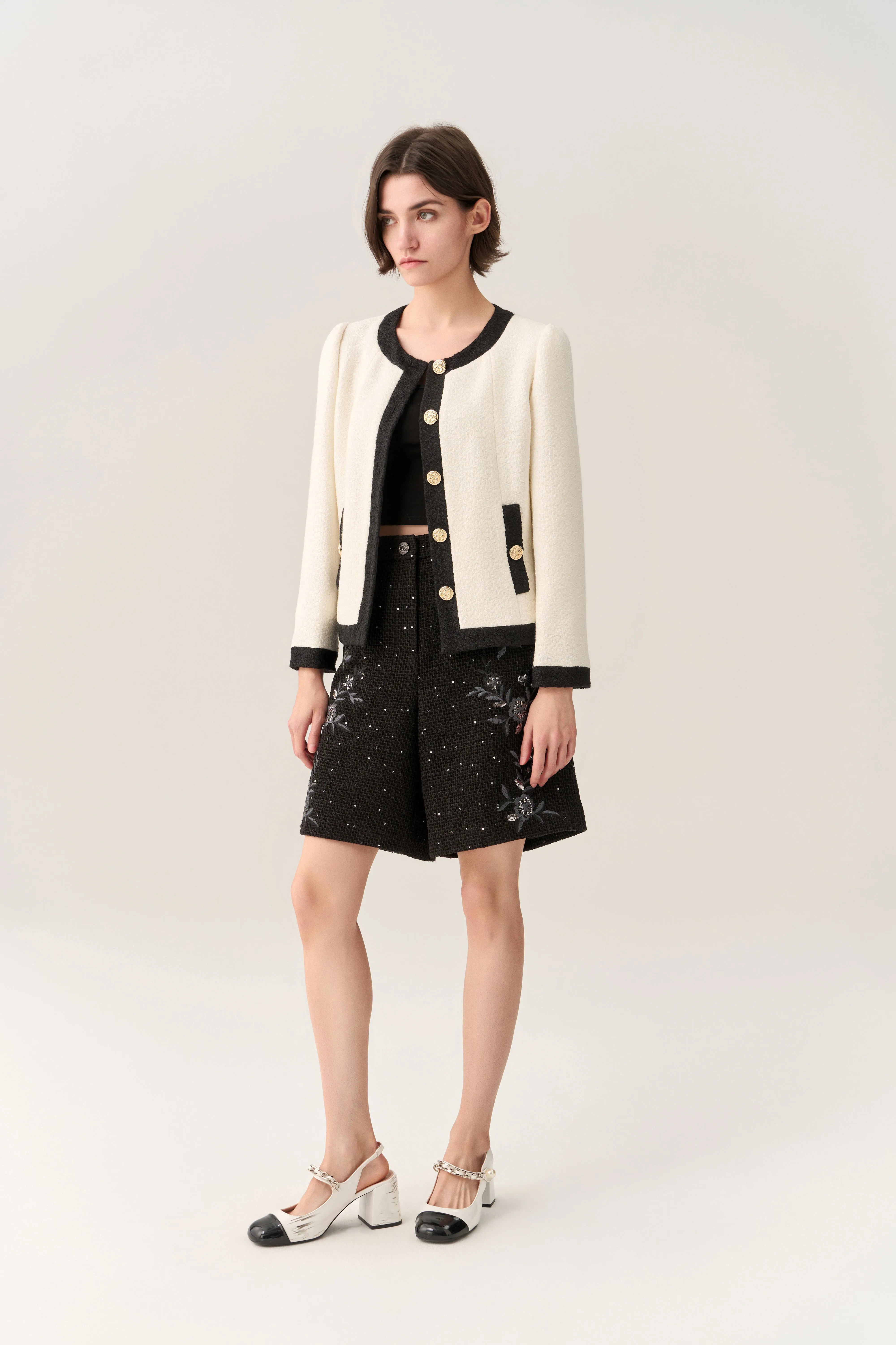 Classy Contrast Tweed Jacket