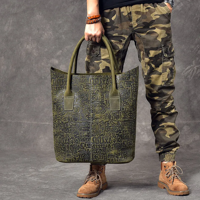 Crazy Horse Leather Men Tote Bag Large Capacity Shoulder Bag Shopping Bag ESS3687