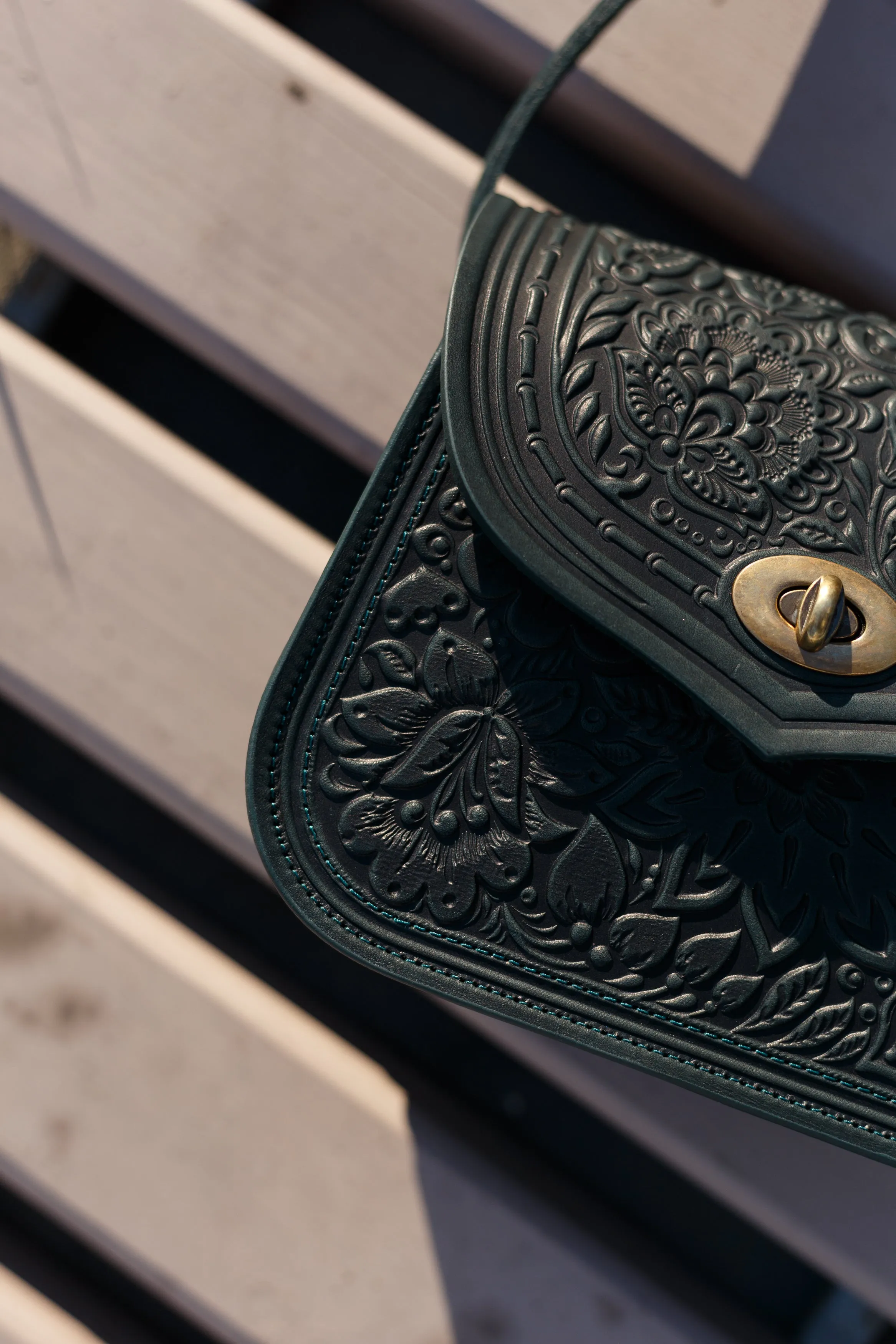 Dark green women's backpack bag
