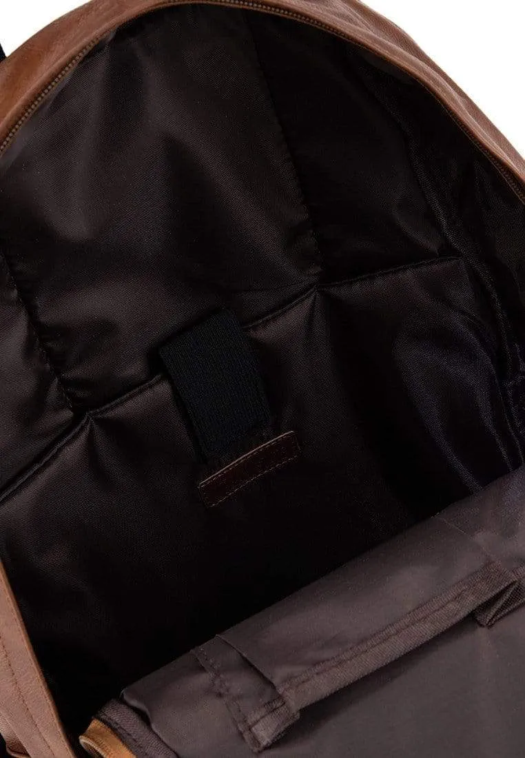 Distressed Leather Mesh Backpack - Camel