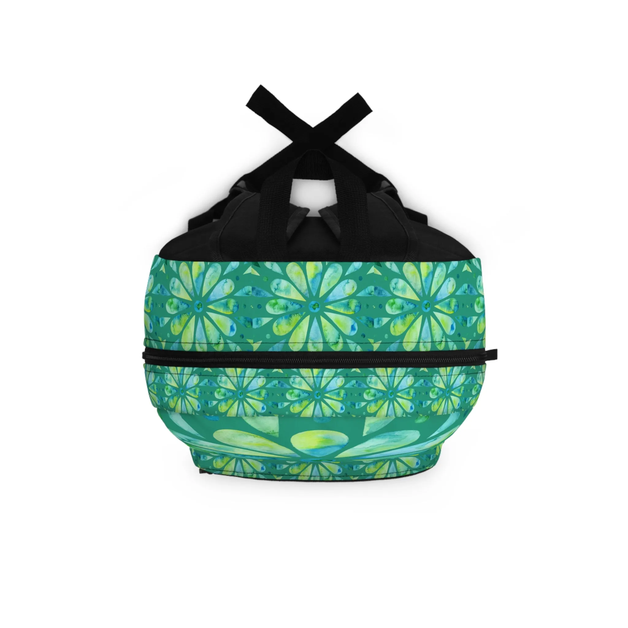 Eddy and Rita Women's Turquoise and Lime Watercolor Mandala Backpack - Premium Designer Bag for Stylish Moms, Nurses, and Professionals