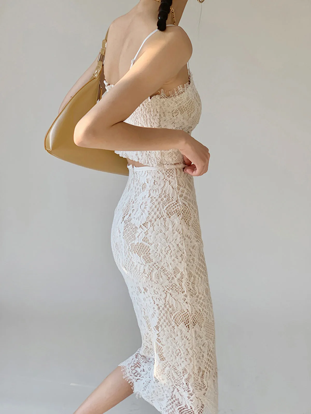 Floral Lace Graceful Pattern Skirt Set