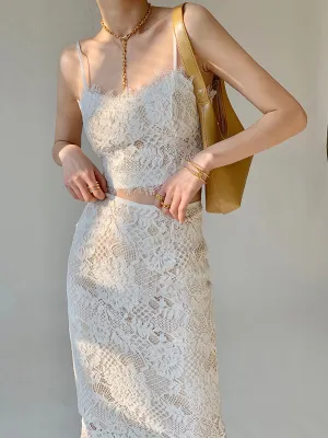 Floral Lace Graceful Pattern Skirt Set