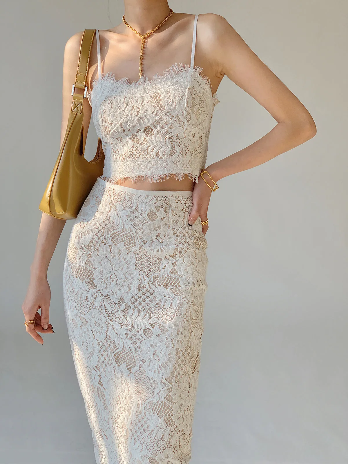 Floral Lace Graceful Pattern Skirt Set