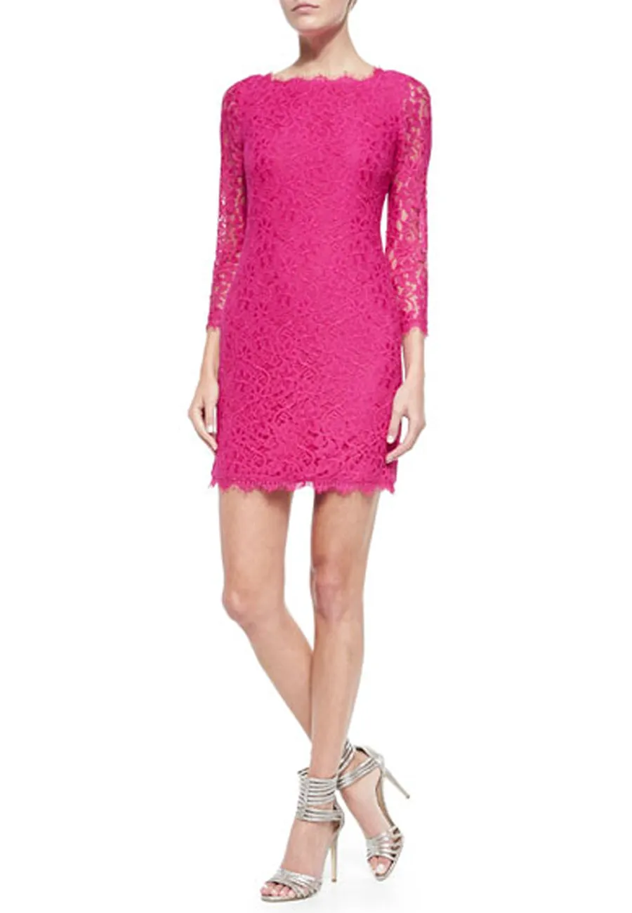 Fuchsia Zarita Lace Mini Dress