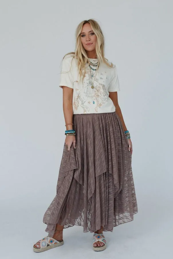Graceful Lily Lace Maxi Skirt - Mushroom