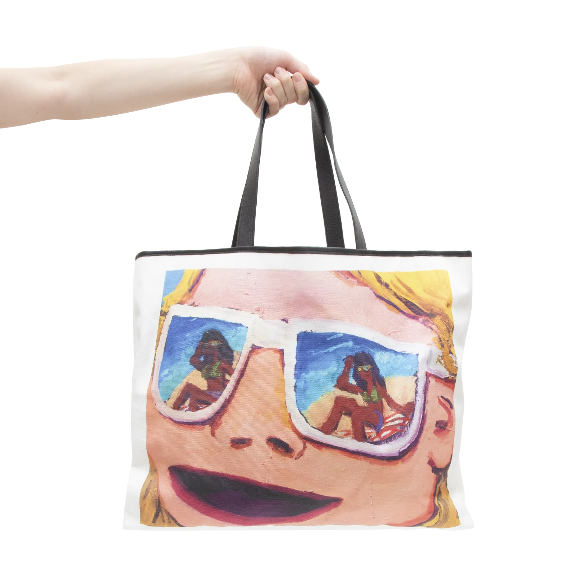Graphic Print Tote Bag — "Woman in Shades"