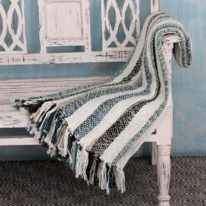 Handcrafted Teal & Beige Throw Blanket