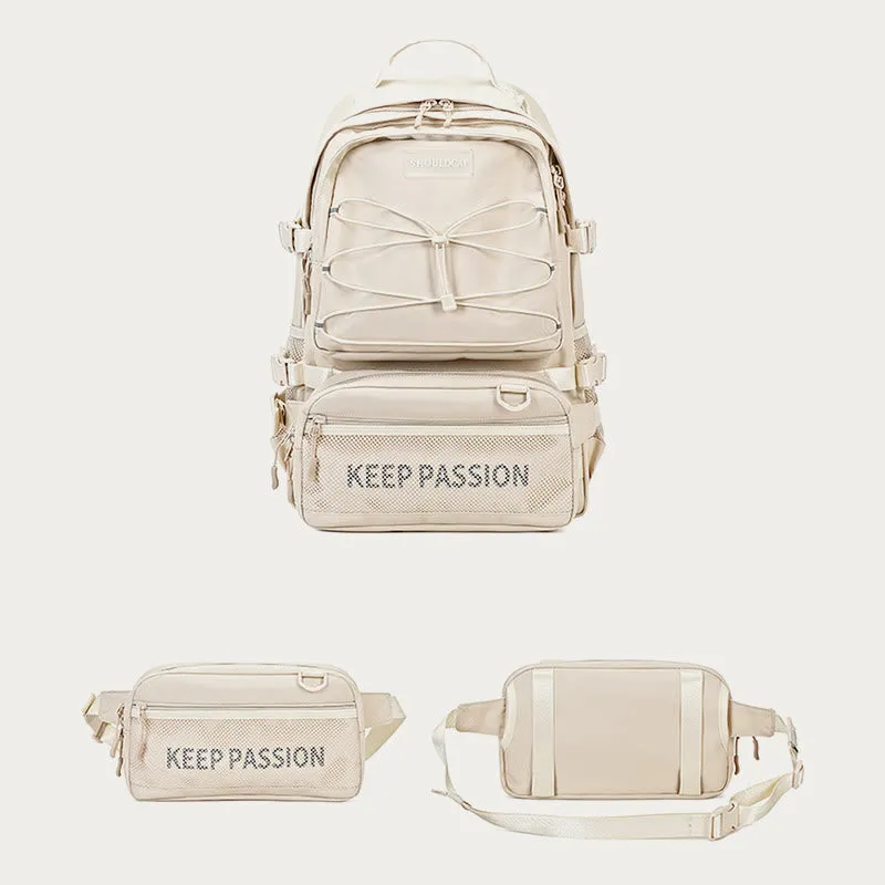 KEEP PASSION School Backpack for Teen College with Detachable Waist Pack
