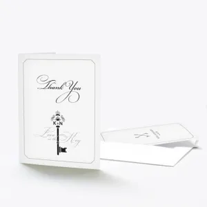 Key Monogram Thank You Card Black