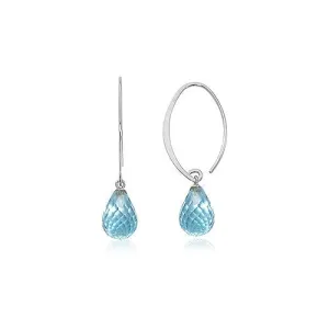 LaViano Fashion 14K White Gold Blue Topaz Open Hoop Earrings