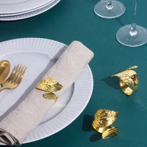 Leafy Details Gold Napkin Rings (Set of 6)